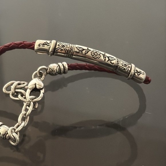 Brighton Silver and Red leather Braided Bracelet - Picture 2 of 2
